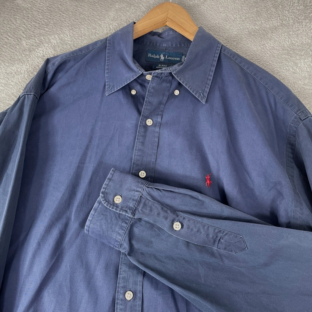 Polo Ralph Lauren Blake Shirt Mens XL Blue Relaxed Fit Twill Preppy Pony